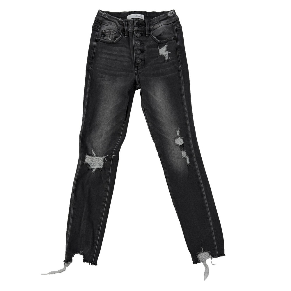 KanCan Womens Cassidy High Rise Ankle Skinny Jeans Size 0/23 23x25 Black Stretch